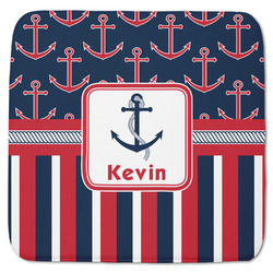 Nautical Anchors & Stripes Memory Foam Bath Mat - 48"x48" (Personalized)