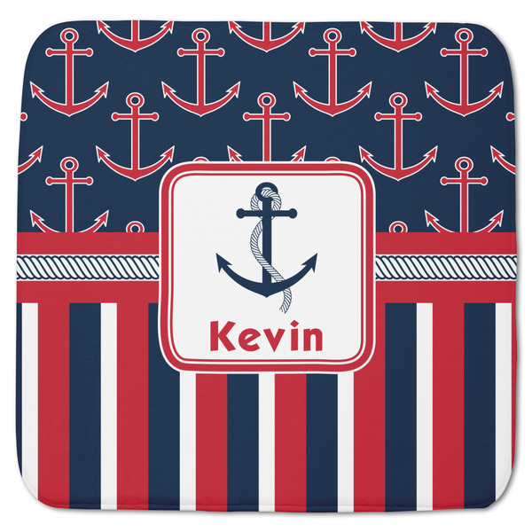 Custom Nautical Anchors & Stripes Memory Foam Bath Mat - 48"x48" (Personalized)