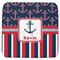 Nautical Anchors & Stripes Memory Foam Bath Mat - 48"x48" (Personalized)