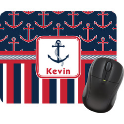 Nautical Anchors & Stripes Rectangular Mouse Pad (Personalized)