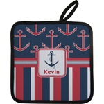 Nautical Anchors & Stripes Pot Holder w/ Name or Text