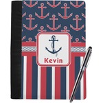 Nautical Anchors & Stripes Notebook Padfolio - Large w/ Name or Text