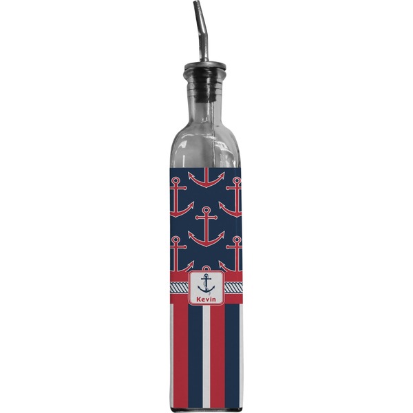 Custom Nautical Anchors & Stripes Oil Dispenser Bottle (Personalized)