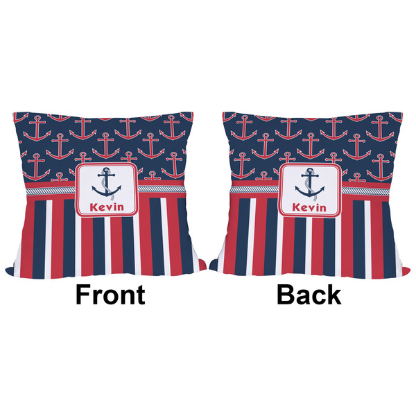 Nautical Anchors & Stripes Outdoor Pillow - 16x16