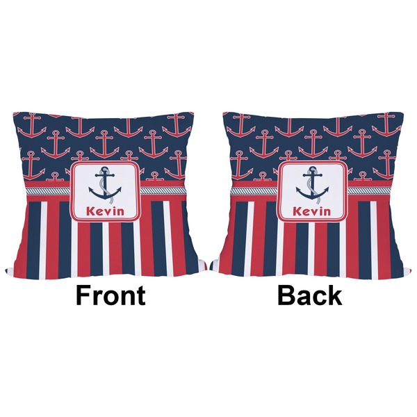 Nautical Anchors & Stripes Outdoor Pillow - 18x18