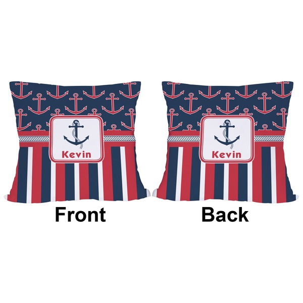Nautical Anchors & Stripes Outdoor Pillow - 20x20