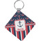 Nautical Anchors & Stripes Diamond Plastic Keychain w/ Name or Text