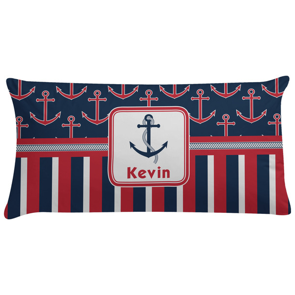 Custom Nautical Anchors & Stripes Pillow Case - King (Personalized)