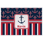 Nautical Anchors & Stripes Laminated Placemat w/ Name or Text