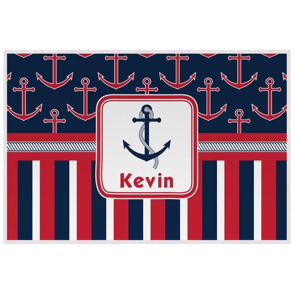 Custom Nautical Anchors & Stripes Laminated Placemat w/ Name or Text