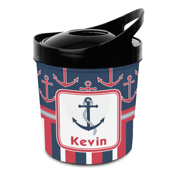 Custom Nautical Anchors & Stripes Plastic Ice Bucket (Personalized)