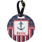 Nautical Anchors & Stripes Personalized Round Luggage Tag
