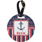 Nautical Anchors & Stripes Plastic Luggage Tag - Round (Personalized)