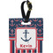 Nautical Anchors & Stripes Plastic Luggage Tag - Square w/ Name or Text