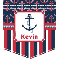 Nautical Anchors & Stripes Iron On Faux Pocket (Personalized)