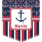 Nautical Anchors & Stripes Iron On Faux Pocket (Personalized)