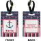 Nautical Anchors & Stripes Rectangle Luggage Tag (Front + Back)