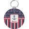 Nautical Anchors & Stripes Round Keychain (Personalized)
