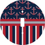 Nautical Anchors & Stripes Round Light Switch Cover