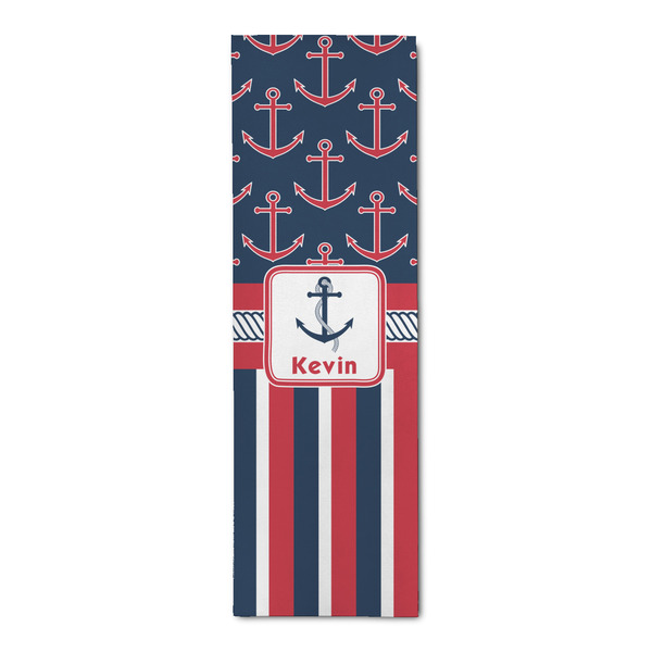 Custom Nautical Anchors & Stripes Runner Rug - 2.5'x8' w/ Name or Text