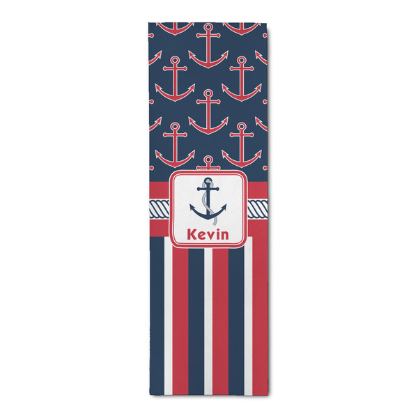 Custom Nautical Anchors & Stripes Runner Rug - 2.5'x8' w/ Name or Text