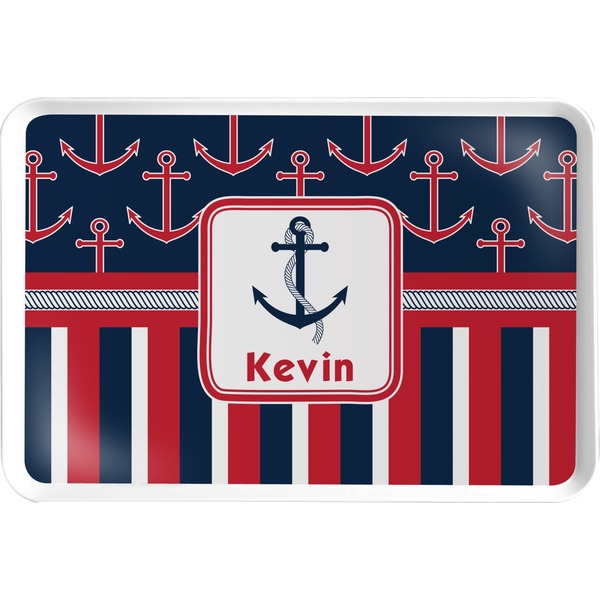Custom Nautical Anchors & Stripes Serving Tray (Personalized)