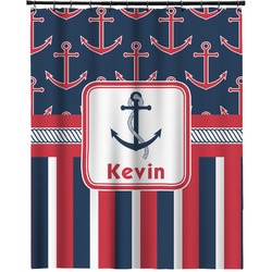 Nautical Anchors & Stripes Extra Long Shower Curtain - 70"x84" (Personalized)