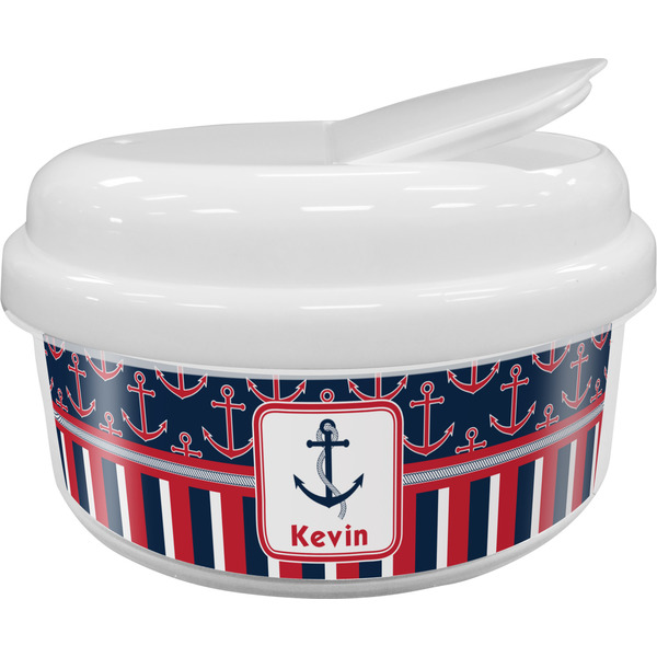 Custom Nautical Anchors & Stripes Snack Container (Personalized)