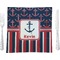 Nautical Anchors & Stripes Glass Square Lunch / Dinner Plate 9.5" (Personalized)