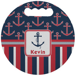 Nautical Anchors & Stripes Stadium Cushion (Round) (Personalized)