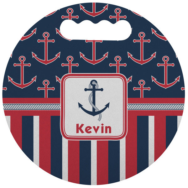 Custom Nautical Anchors & Stripes Stadium Cushion (Round) (Personalized)
