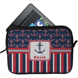 Nautical Anchors & Stripes Tablet Case / Sleeve (Personalized)