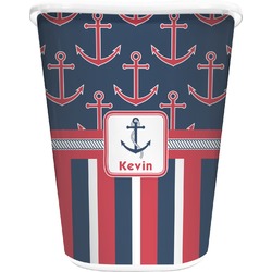 Nautical Anchors & Stripes Waste Basket (Personalized)
