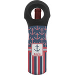 Nautical Anchors & Stripes Wine Tote Bag (Personalized)