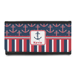 Nautical Anchors & Stripes Leatherette Ladies Wallet (Personalized)