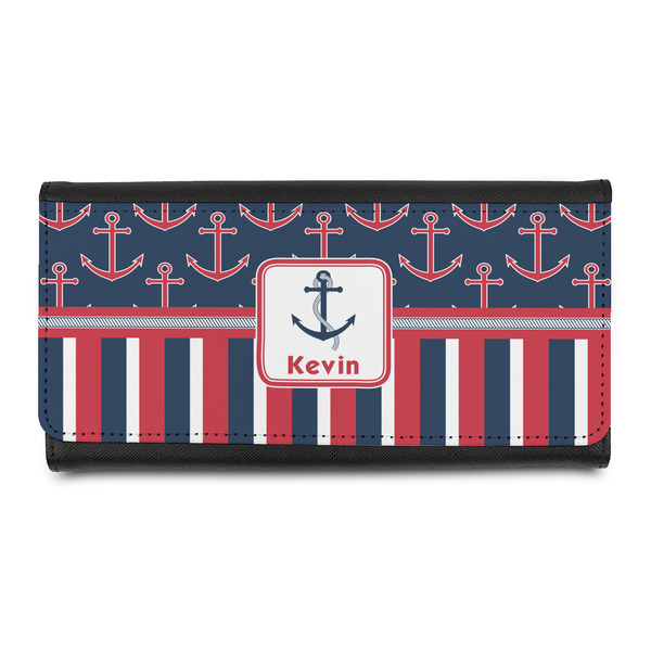 Custom Nautical Anchors & Stripes Leatherette Ladies Wallet (Personalized)