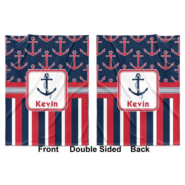 Nautical Anchors & Stripes Baby Blanket (Double Sided - Printed Front and Back)