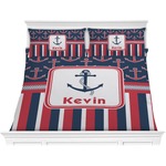 Nautical Anchors & Stripes Comforter Set - King (Personalized)
