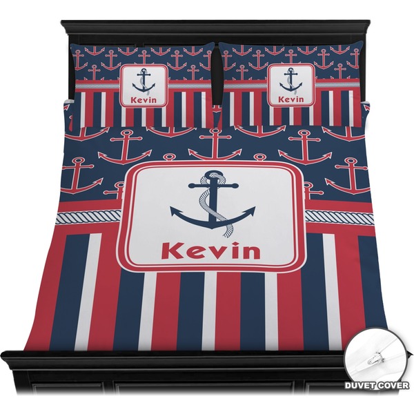 Nautical Anchors & Stripes Bedding Set (Queen) - Duvet