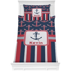 Nautical Anchors & Stripes Comforter Set - Twin (Personalized)