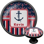 Nautical Anchors & Stripes Cabinet Knob (Black) (Personalized)