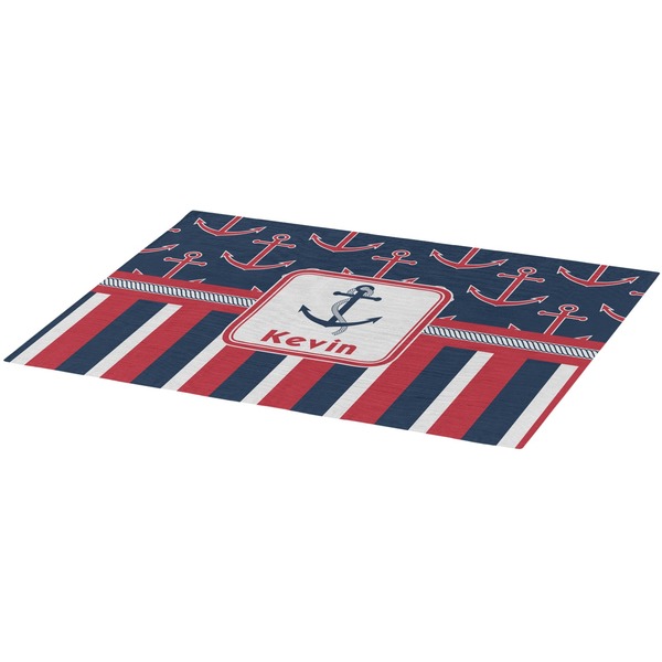 Nautical Anchors & Stripes Burlap Placemat (Angle View)