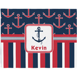 Nautical Anchors & Stripes Woven Fabric Placemat - Twill w/ Name or Text