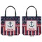 Nautical Anchors & Stripes Canvas Tote - Front and Back