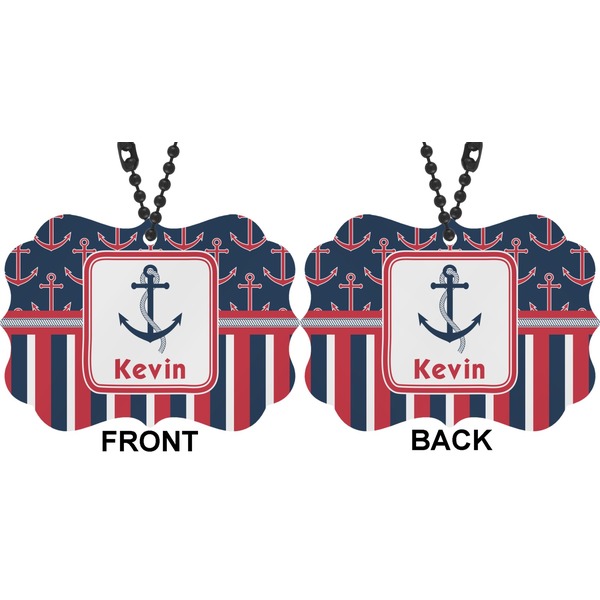 Nautical Anchors & Stripes Car Ornament (Approval)
