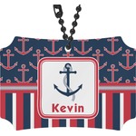 Nautical Anchors & Stripes Rear View Mirror Ornament (Personalized)