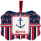 Nautical Anchors & Stripes Christmas Ornament (Front View)