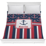 Nautical Anchors & Stripes Comforter - Full / Queen (Personalized)