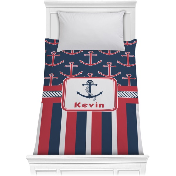 Custom Nautical Anchors & Stripes Comforter - Twin XL (Personalized)