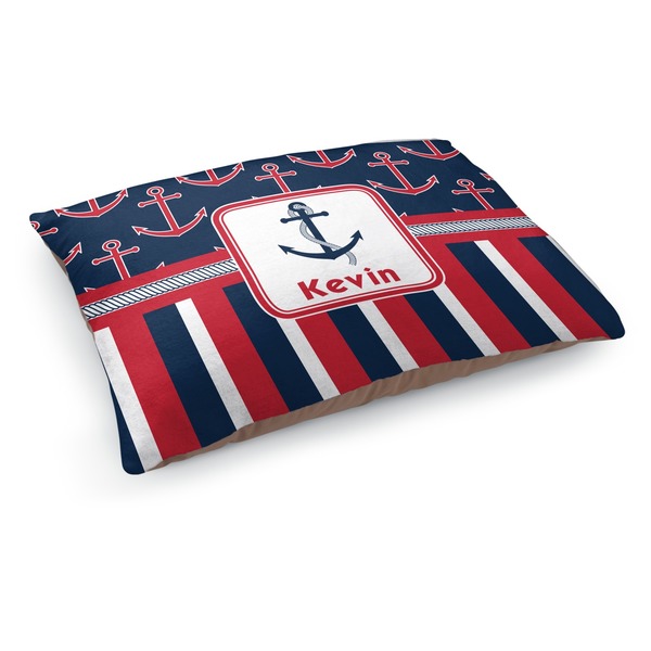 Custom Nautical Anchors & Stripes Dog Bed - Medium w/ Name or Text